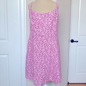 Old Navy Fit & Flare Mini Dress Womens Pink Linen blend  Floral Cami  Y2K  XL